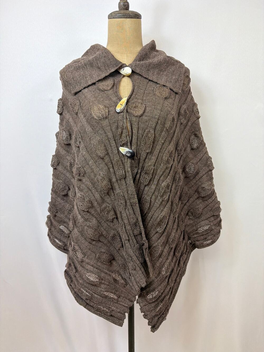 NWT Shupaca Baby Alpaca Capelet Mushroom Cape Wrap Poncho Shawl Collar Women OS